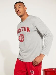 Aesthetic Post Men Letter Graphic Tee - Grey - View 6