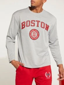 Aesthetic Post Men Letter Graphic Tee - Grey - View 7