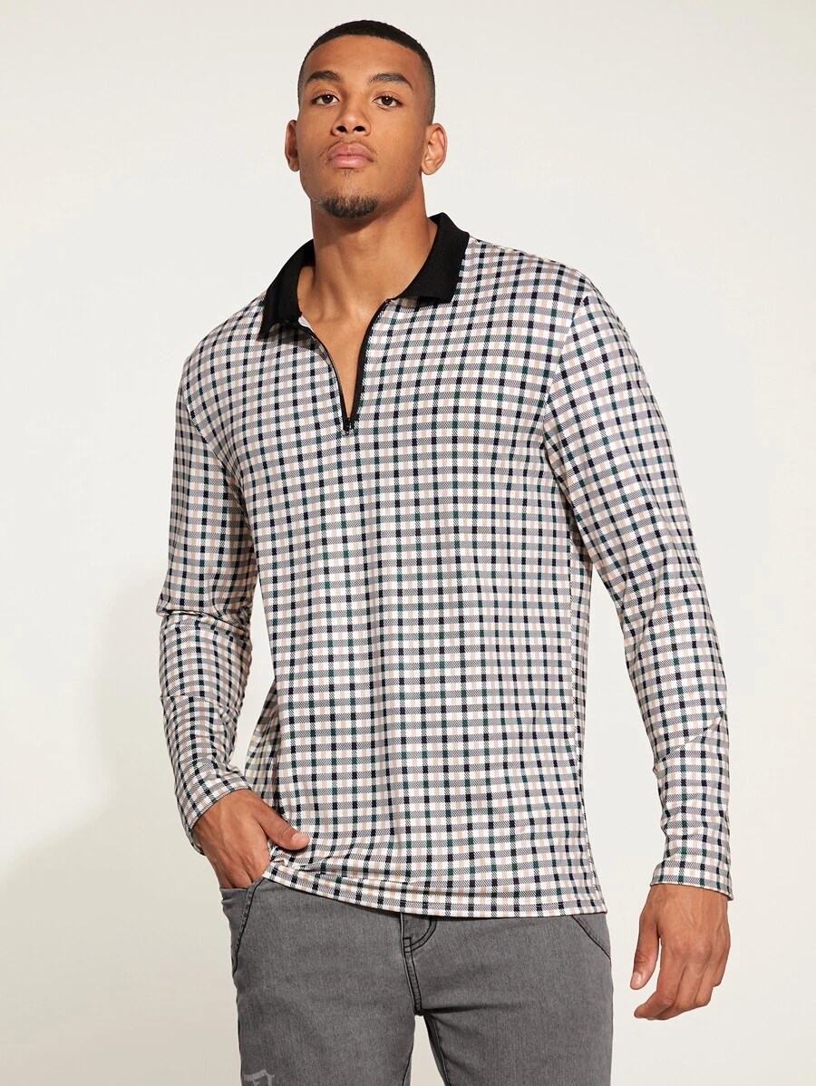 Manfinity RelaxMax Men Plaid Print Polo Shirt - Multicolor - View 1