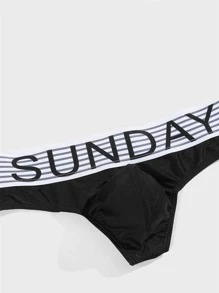 Ropa interior sexy con cinta con letra para hombre - Negro - Ver 3