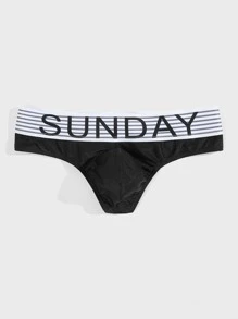 Ropa interior sexy con cinta con letra para hombre - Negro - Ver 4