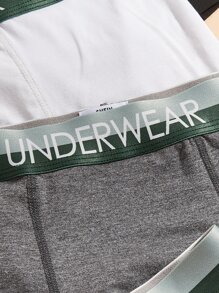 男士5入組表情圖案拼接字母織帶平角內褲