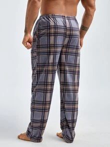 Men Plaid Print Elastic Waist Sleep Trousers - Multicolor - View 2
