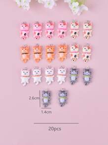 20入組樹脂可愛貓DIY吊墜 - 彩色 - 查看 3