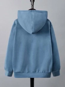 SHEIN 男童休閒圓領長袖帶字母圖案連帽衫