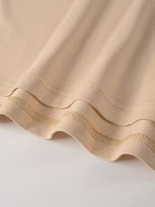 Manfinity Hypemode Hombres Camiseta con estampado de slogan & Shorts de cintura con cordón - Caqui - Ver 5