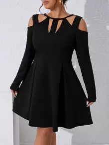 SHEIN Clasi Vestido con abertura de hombros descubiertos - Negro - Ver 1