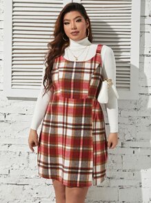 Calvaya Plus Plaid Print Pinafore Dress Without Top - Multicolor - View 1