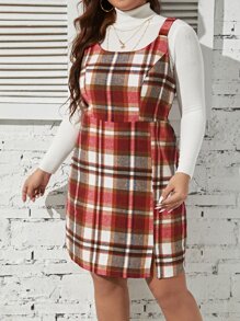 Calvaya Plus Plaid Print Pinafore Dress Without Top - Multicolor - View 3