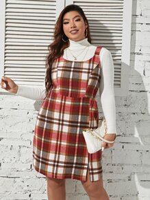 Calvaya Plus Plaid Print Pinafore Dress Without Top - Multicolor - View 4