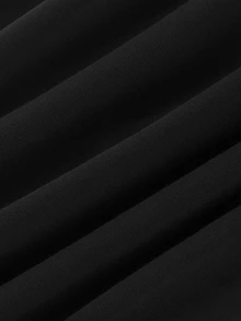 Lace Trim Fitted Dress - Black - View 6