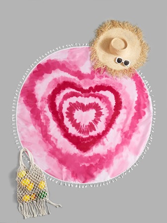 بطانية شاطئ نمط القلب صبغ متعادل