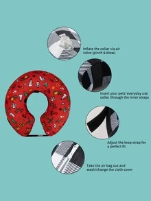 1pc Pet Donut Collar, Suitable For Daily Wear Or As A Pillow, Helps Cats/Dogs Recover From Surgical Wounds - Multicolor - View 7