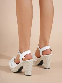 新款时尚流行舒适百搭优雅高品质女士假日风格沙滩凉鞋 - 白色 - 查看 5