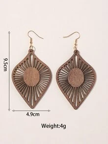 Hollow Out Geometric Drop Earrings - Brown - View 4