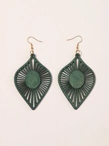 bông tai thả hình học cutout - màu xanh lá - Xem 2