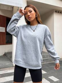 SHEIN Unity Slogan Graphic Drop Shoulder Sweatshirt - Grey - View 2
