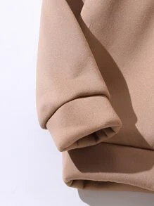 SHEIN Explorewe Sudadera Con Capucha Y Pantalones Deportivos Para Niña Con Gráfico De Letras Y Forro Térmico - Caqui - Ver 5