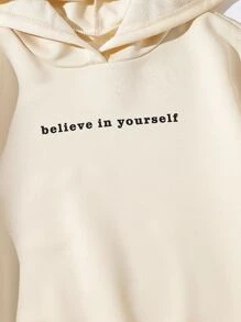 Sudadera Con Capucha Y Pantalones Deportivos Gráficos Con Corazón Y Eslogan Para Chica Adolescente