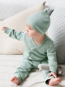 嬰兒卡通太陽印花上衣和褲子和帽 - 薄荷綠 - 查看 1