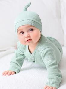 嬰兒卡通太陽印花上衣和褲子和帽 - 薄荷綠 - 查看 6