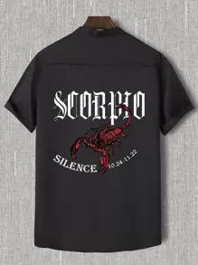 Manfinity Men Letter & Scorpion Print Shirt - Black - View 1