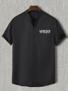 Manfinity Men Letter & Scorpion Print Shirt - Black - View 2