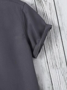 Manfinity Hombres Camisa con estampado de conejo y slogan - Gris Oscuro - Ver 3