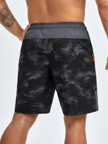 Hombres Shorts deportivos con estampado de dibujo de cintura con cordón - Multicolor - Ver 2