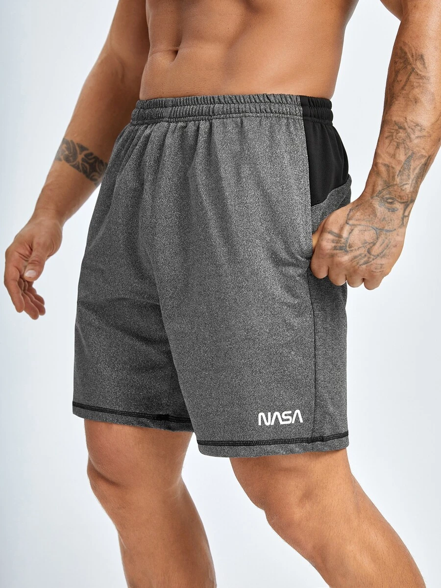 Men Letter Graphic Sports Shorts Men Gym Shortsmen Gym Shortsgym Shorts For Mengym Shortsshorts Gym - Dark Grey - View 1