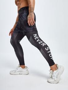 Hombres Pantalones deportivos con estampado de slogan 2 en 1 con bolsillo para teléfono - Multicolor - Ver 5