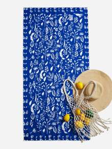 Manta de playa con estampado de plantas - Azul - Ver 1