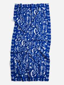 Manta de playa con estampado de plantas - Azul - Ver 5