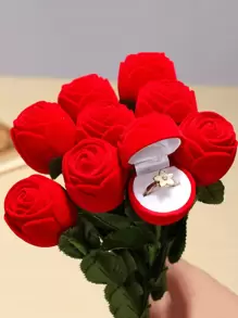 1入組擬真花設計戒指收纳盒 - 紅色 - 查看 1