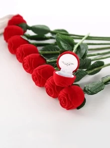 1入組擬真花設計戒指收纳盒 - 紅色 - 查看 2