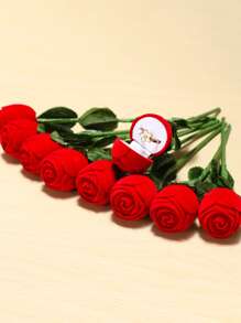 1入組擬真花設計戒指收纳盒 - 紅色 - 查看 4