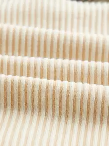 SHEIN EZwear 條紋針織水鑽圓環裝飾頭巾下擺短款抹胸上衣