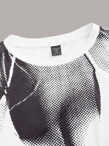 SHEIN ICON Plus Body Heat Map Print Tee - Black and White - View 3