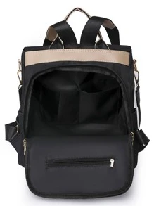 雙色流蘇裝飾功能背包書包適合畢業生、青少年女孩、新生、大二、初中和高中學生、大學和高中，非常適合戶外、旅行和返校 - 黑色 - 查看 6