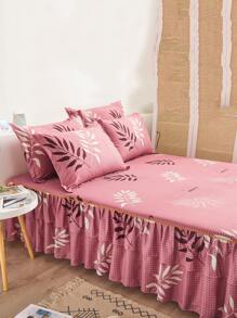 葉子圖案荷葉邊床裙 - 彩色 - 查看 2