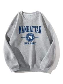 INAWLY 字母图案保暖内衬运动衫、长袖上衣