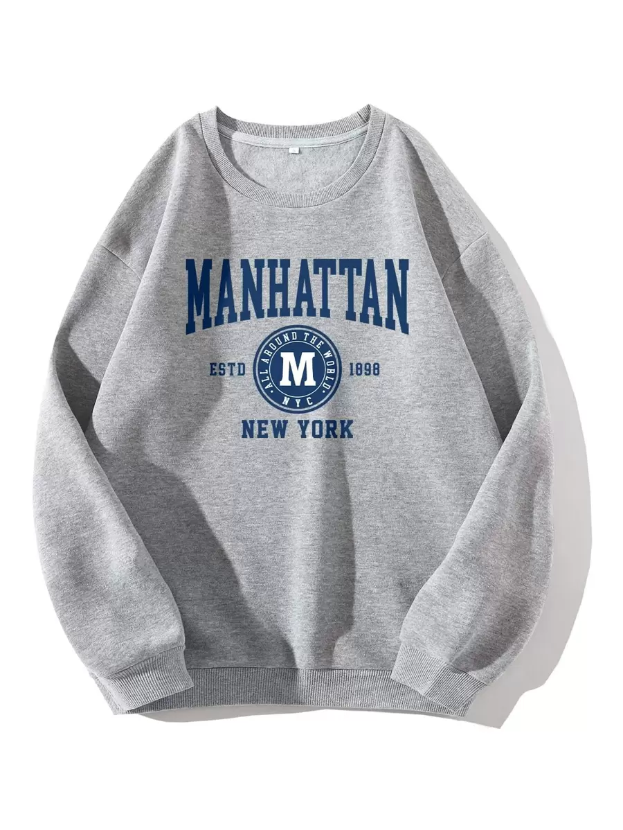INAWLY Letter Graphic Thermal Lined Sweatshirt,Long Sleeve Tops ...