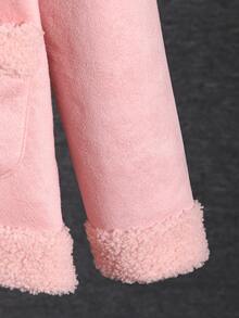 女孩雙口袋毛絨內襯連帽外套