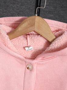 女孩雙口袋毛絨內襯連帽外套