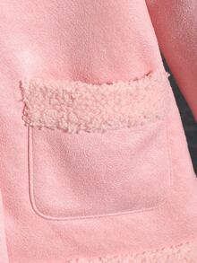 女孩雙口袋毛絨內襯連帽外套