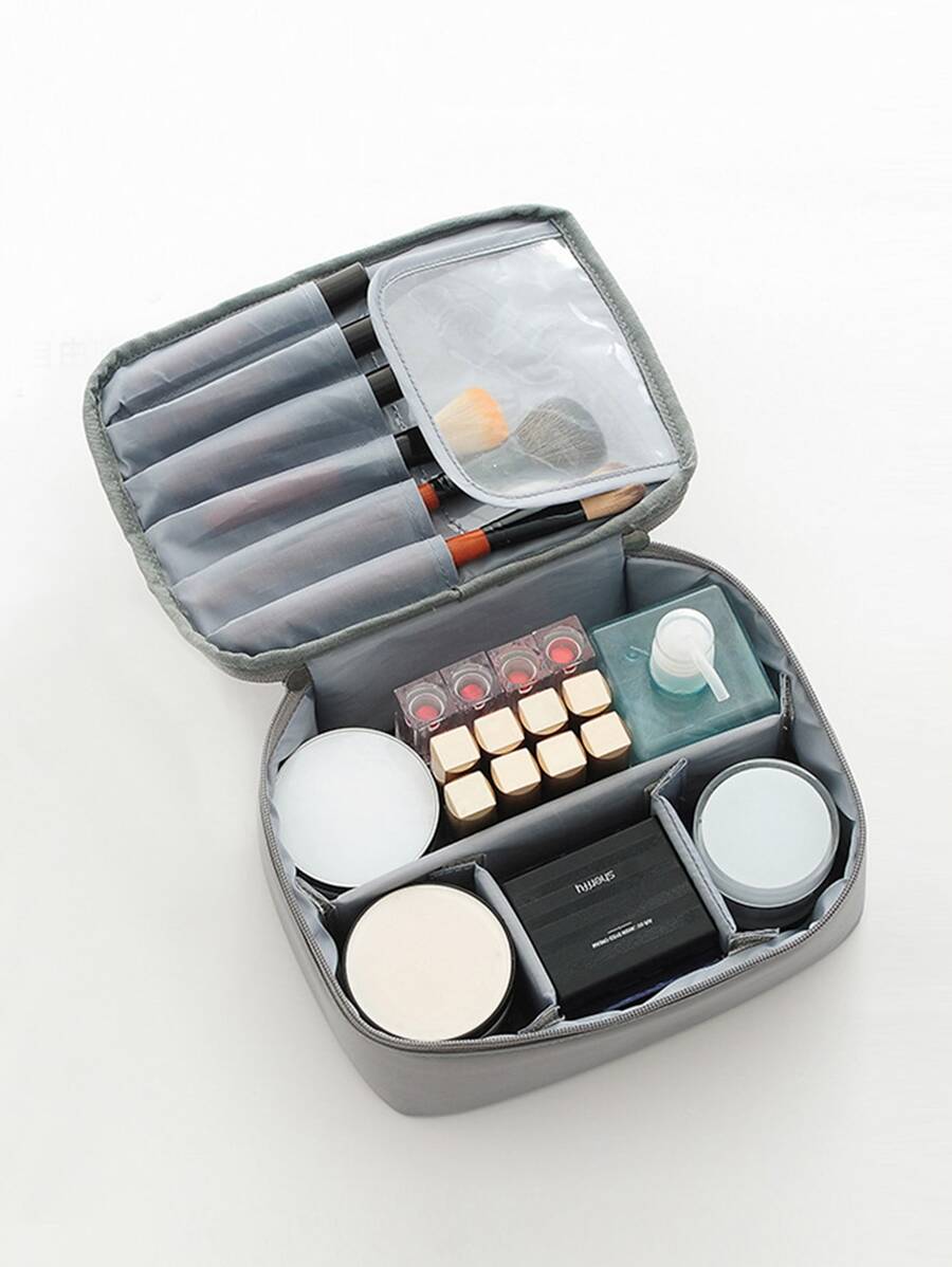 Slogan Graphic Cosmetic Storage Bag - Grey - View 1