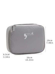 Slogan Graphic Cosmetic Storage Bag - Grey - View 2