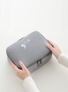 Slogan Graphic Cosmetic Storage Bag - Grey - View 3
