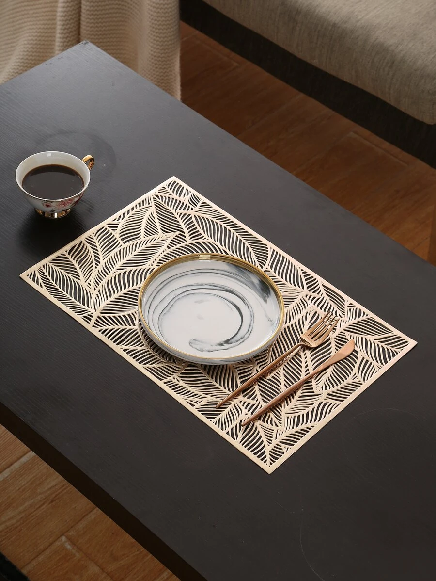 Mantel individual con hoja - Dorado - Ver 1