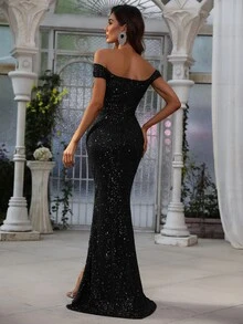 FAERIESTY 亮片连衣裙、派对礼服、正式礼服、舞会礼服、生日礼服、鸡尾酒会礼服、长裙 - 黑色 - 查看 2